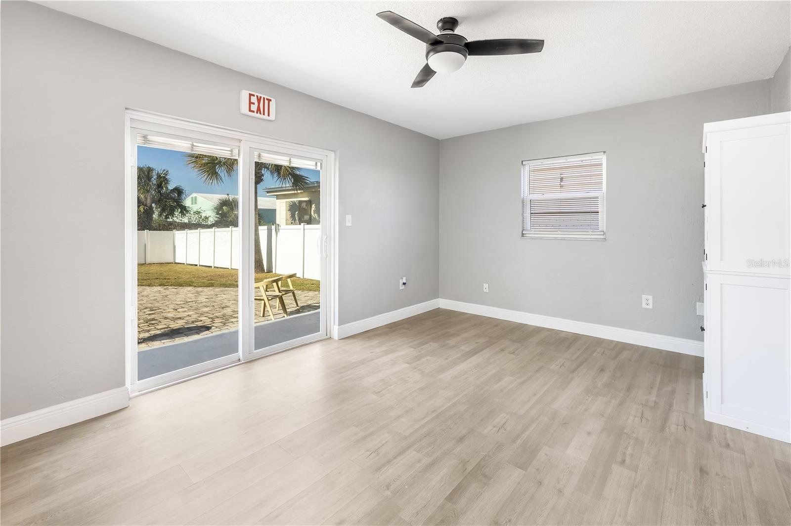 Back room with doors to the patio