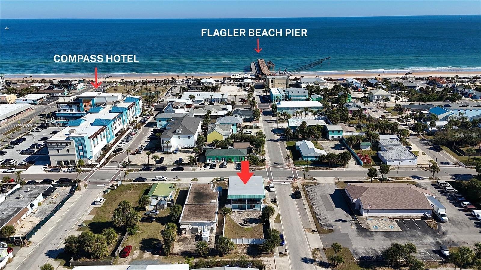 Across from the Compass Hotel, two blocks from the Flagler Beach Pier
