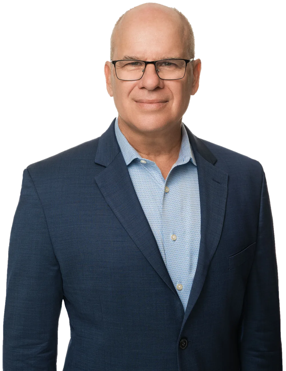 Dave Petkovsek in a navy blazer and light blue shirt, smiling